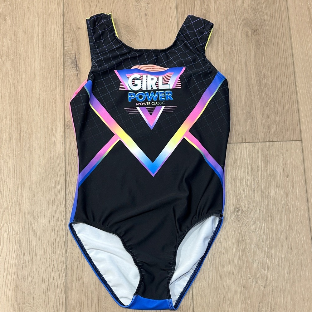 Destira LIKE NEW WORN ONCE Adult XS Girl Power Leotard Gymnastics Leo Multi